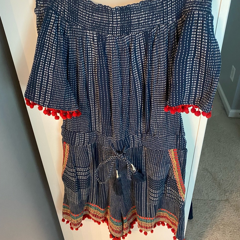 NEW Anthropologie THML Pommed Off The Shoulder Romper